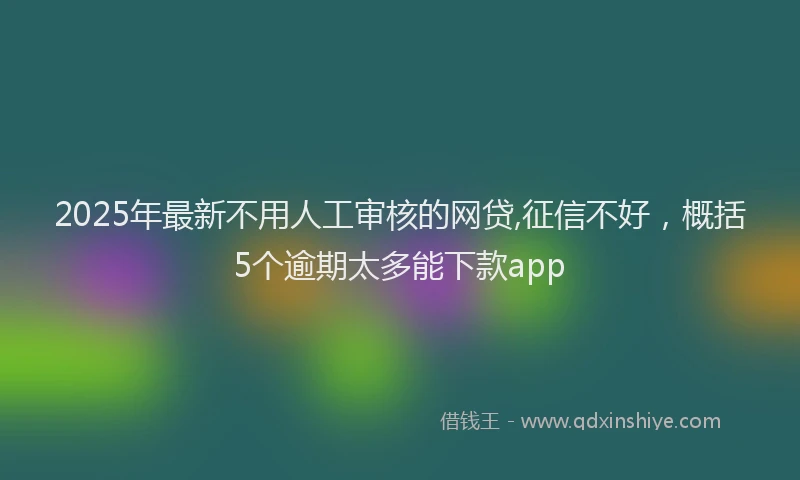 2025年最新不用人工审核的网贷,征信不好，概括5个逾期太多能下款app