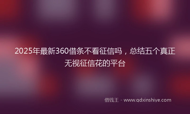 2025年最新360借条不看征信吗，总结五个真正无视征信花的平台