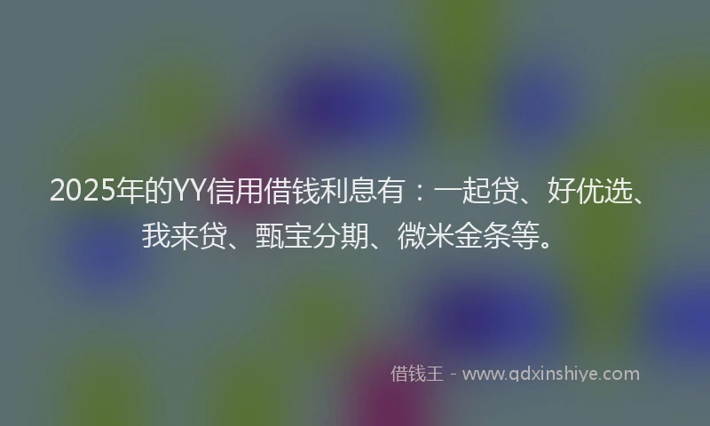 2025年的YY信用借钱利息有：一起贷、好优选、我来贷、甄宝分期、微米金条等。