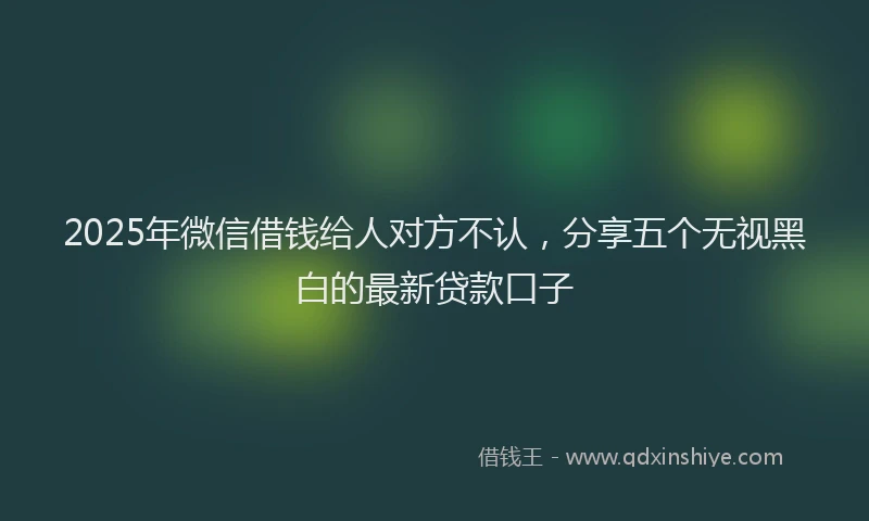 2025年微信借钱给人对方不认，分享五个无视黑白的最新贷款口子