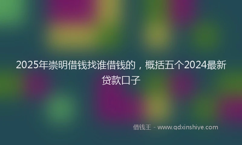 2025年崇明借钱找谁借钱的，概括五个2024最新贷款口子