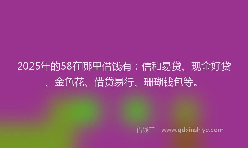 2025年的58在哪里借钱有：信和易贷、现金好贷、金色花、借贷易行、珊瑚钱包等。