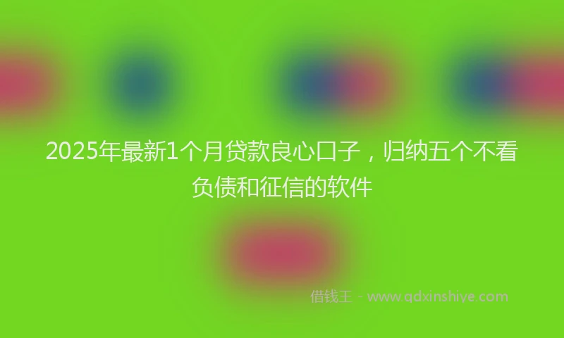 2025年最新1个月贷款良心口子，归纳五个不看负债和征信的软件