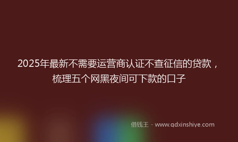 2025年最新不需要运营商认证不查征信的贷款，梳理五个网黑夜间可下款的口子