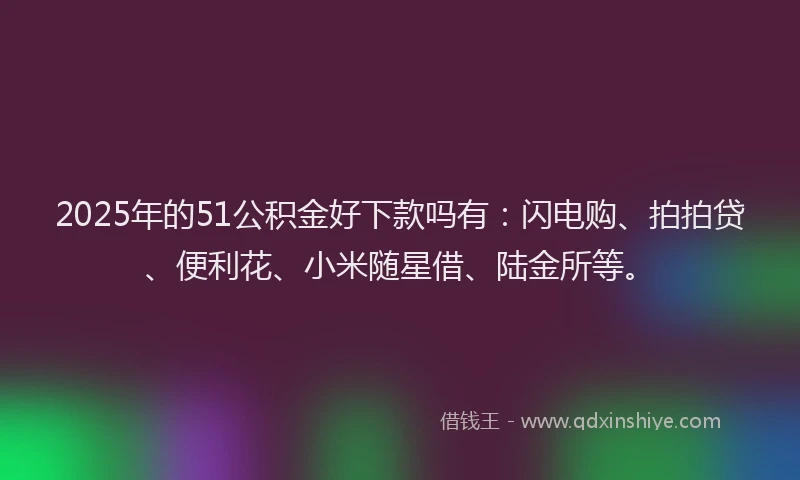 2025年的51公积金好下款吗有：闪电购、拍拍贷、便利花、小米随星借、陆金所等。