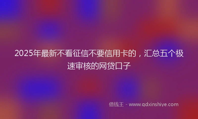 2025年最新不看征信不要信用卡的，汇总五个极速审核的网贷口子