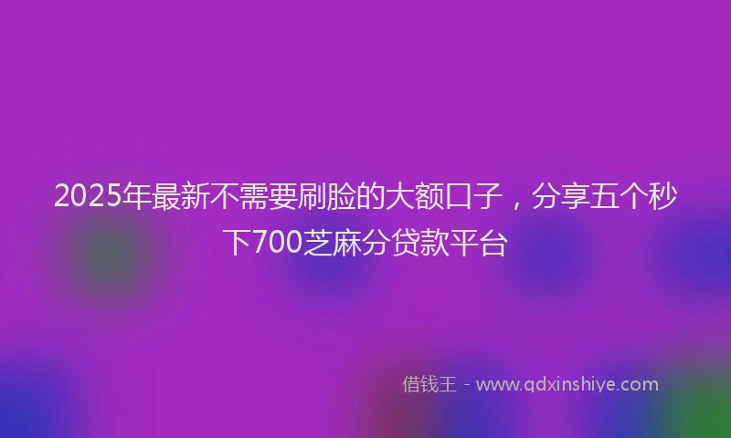 2025年最新不需要刷脸的大额口子，分享五个秒下700芝麻分贷款平台