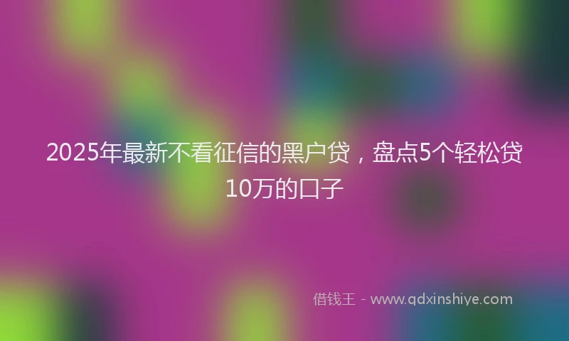 2025年最新不看征信的黑户贷，盘点5个轻松贷10万的口子