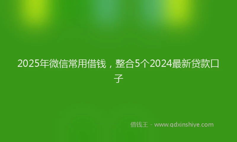 2025年微信常用借钱，整合5个2024最新贷款口子