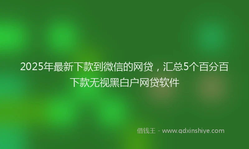 2025年最新下款到微信的网贷，汇总5个百分百下款无视黑白户网贷软件