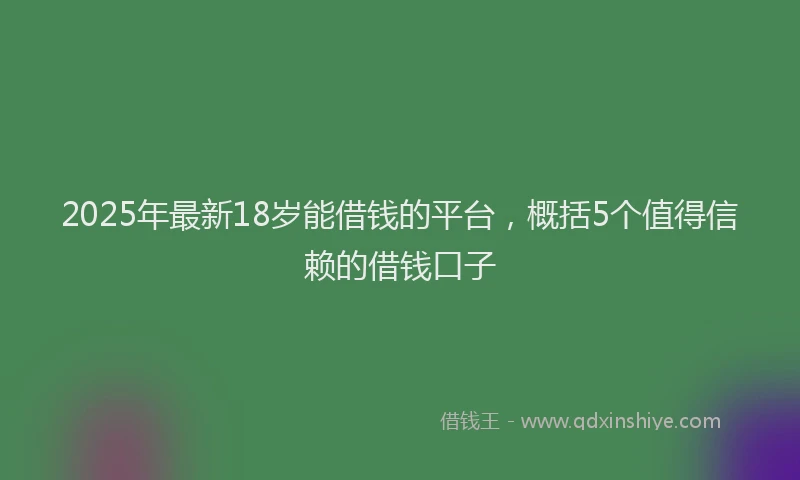 2025年最新18岁能借钱的平台，概括5个值得信赖的借钱口子