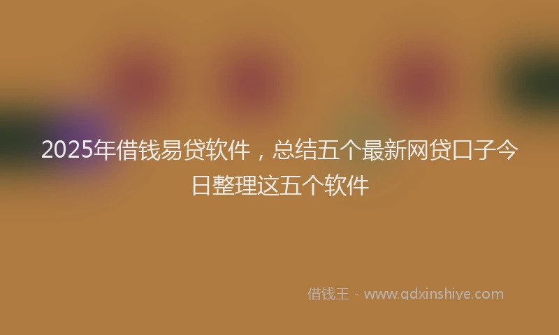 2025年借钱易贷软件，总结五个最新网贷口子今日整理这五个软件