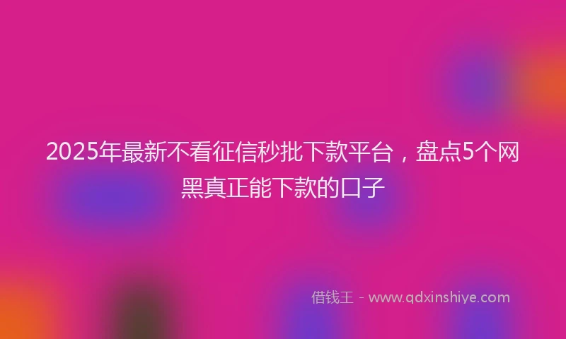 2025年最新不看征信秒批下款平台，盘点5个网黑真正能下款的口子
