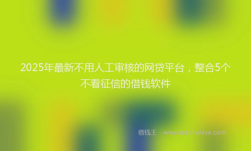 2025年最新不用人工审核的网贷平台，整合5个不看征信的借钱软件