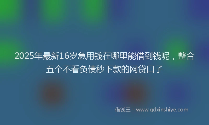 2025年最新16岁急用钱在哪里能借到钱呢，整合五个不看负债秒下款的网贷口子