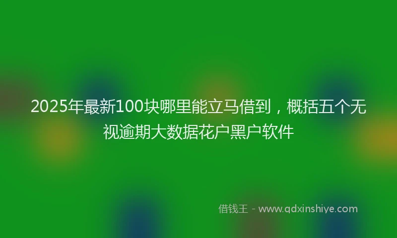2025年最新100块哪里能立马借到，概括五个无视逾期大数据花户黑户软件