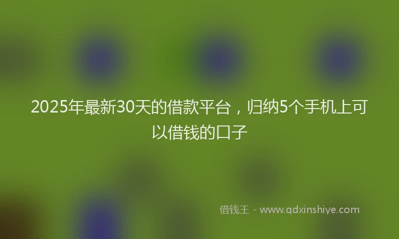 2025年最新30天的借款平台，归纳5个手机上可以借钱的口子