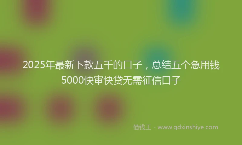 2025年最新下款五千的口子，总结五个急用钱5000快审快贷无需征信口子