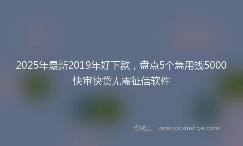 2025年最新2019年好下款，盘点5个急用钱5000快审快贷无需征信软件