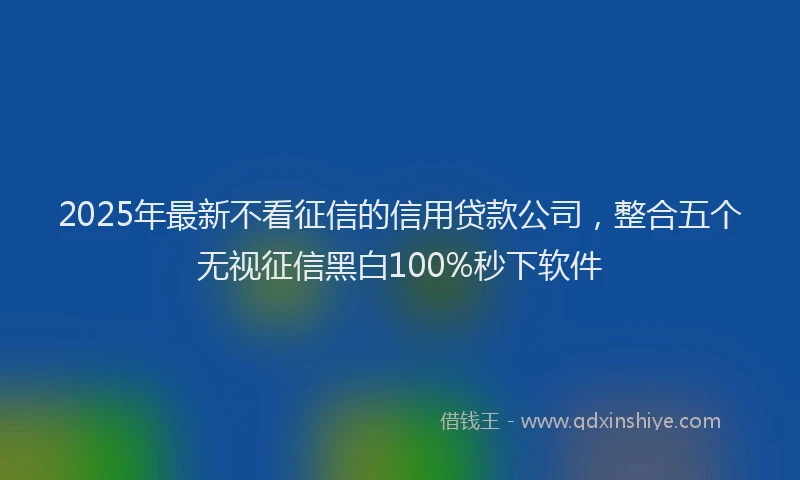 2025年最新不看征信的信用贷款公司，整合五个无视征信黑白100%秒下软件