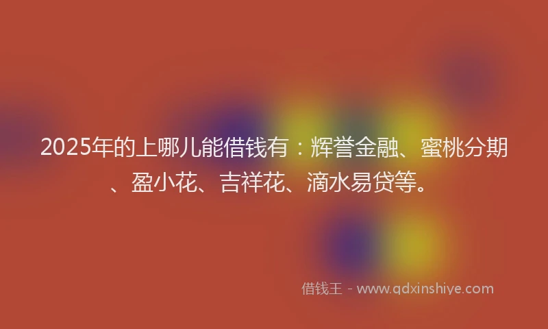2025年的上哪儿能借钱有：辉誉金融、蜜桃分期、盈小花、吉祥花、滴水易贷等。