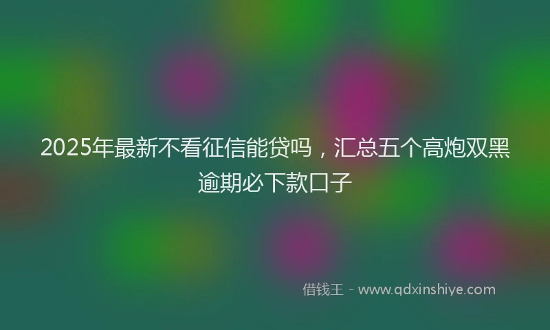 2025年最新不看征信能贷吗，汇总五个高炮双黑逾期必下款口子