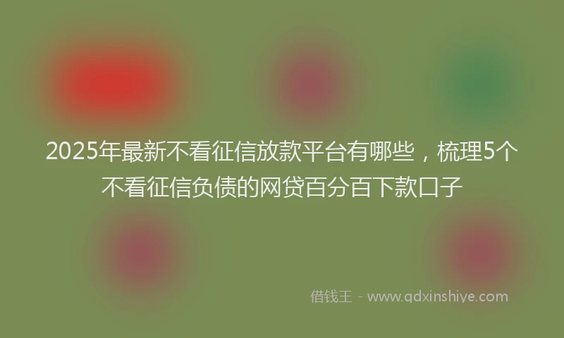 2025年最新不看征信放款平台有哪些，梳理5个不看征信负债的网贷百分百下款口子