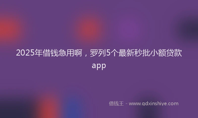2025年借钱急用啊，罗列5个最新秒批小额贷款app
