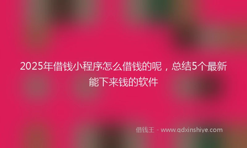2025年借钱小程序怎么借钱的呢，总结5个最新能下来钱的软件