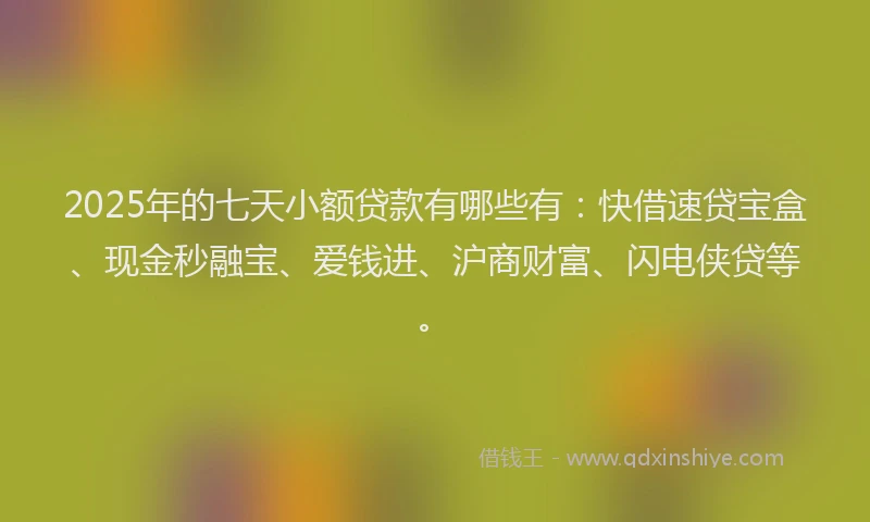 2025年的七天小额贷款有哪些有：快借速贷宝盒、现金秒融宝、爱钱进、沪商财富、闪电侠贷等。
