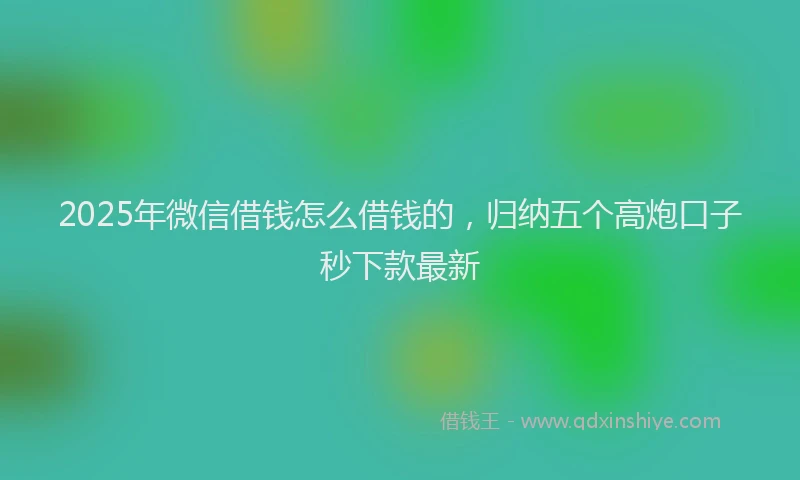 2025年微信借钱怎么借钱的，归纳五个高炮口子秒下款最新