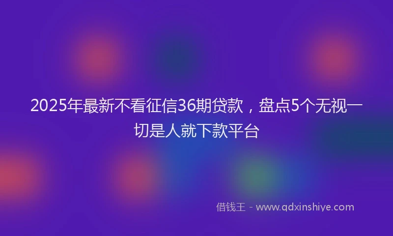 2025年最新不看征信36期贷款，盘点5个无视一切是人就下款平台