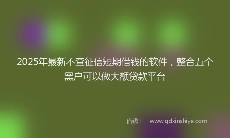 2025年最新不查征信短期借钱的软件，整合五个黑户可以做大额贷款平台