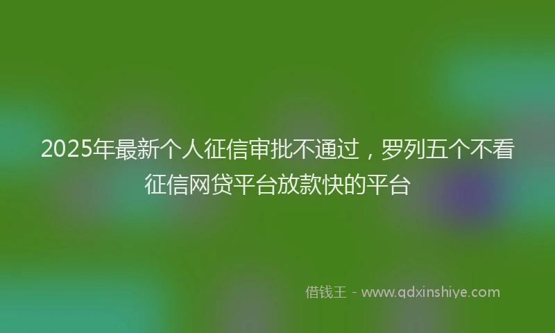 2025年最新个人征信审批不通过，罗列五个不看征信网贷平台放款快的平台