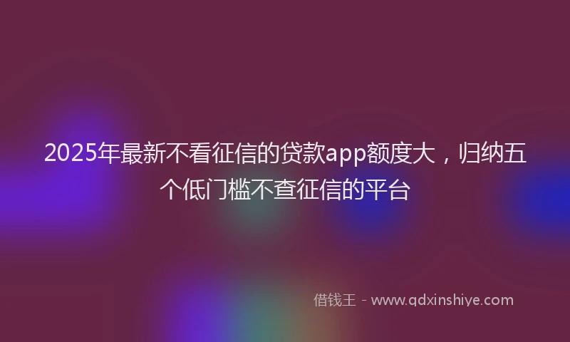 2025年最新不看征信的贷款app额度大，归纳五个低门槛不查征信的平台