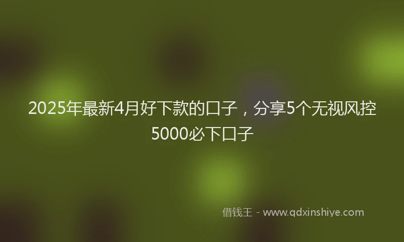 2025年最新4月好下款的口子，分享5个无视风控5000必下口子