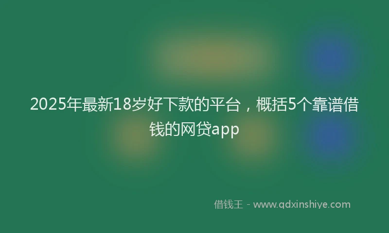 2025年最新18岁好下款的平台，概括5个靠谱借钱的网贷app