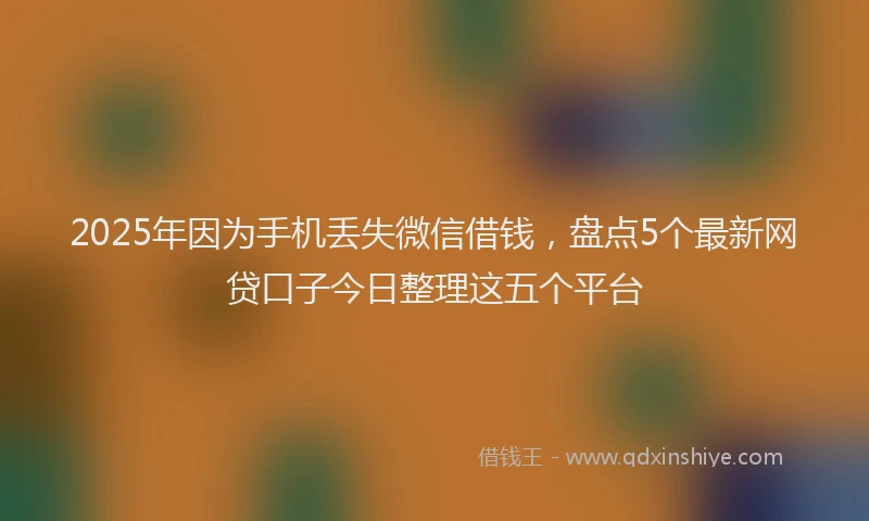 2025年因为手机丢失微信借钱，盘点5个最新网贷口子今日整理这五个平台