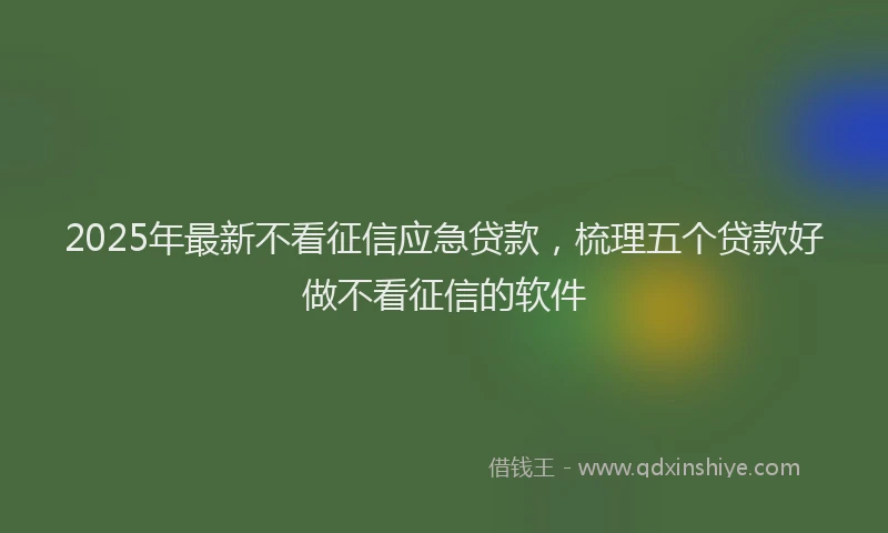 2025年最新不看征信应急贷款，梳理五个贷款好做不看征信的软件