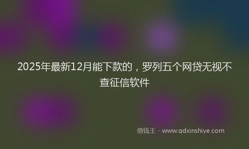 2025年最新12月能下款的，罗列五个网贷无视不查征信软件