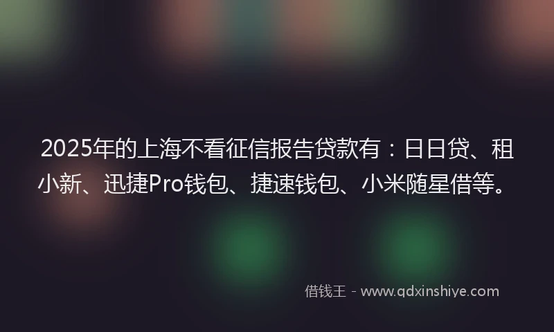 2025年的上海不看征信报告贷款有：日日贷、租小新、迅捷Pro钱包、捷速钱包、小米随星借等。