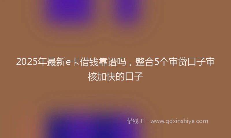2025年最新e卡借钱靠谱吗，整合5个审贷口子审核加快的口子
