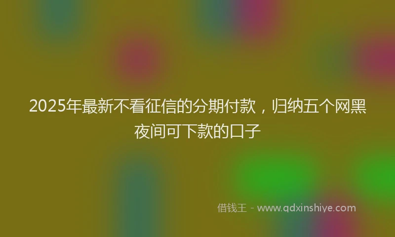 2025年最新不看征信的分期付款，归纳五个网黑夜间可下款的口子