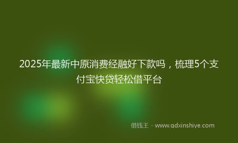 2025年最新中原消费经融好下款吗，梳理5个支付宝快贷轻松借平台
