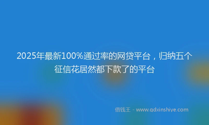 2025年最新100%通过率的网贷平台，归纳五个征信花居然都下款了的平台