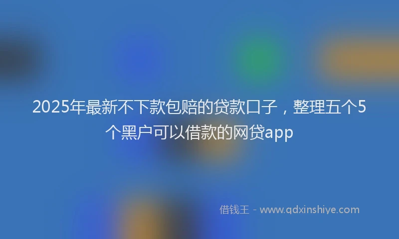 2025年最新不下款包赔的贷款口子，整理五个5个黑户可以借款的网贷app