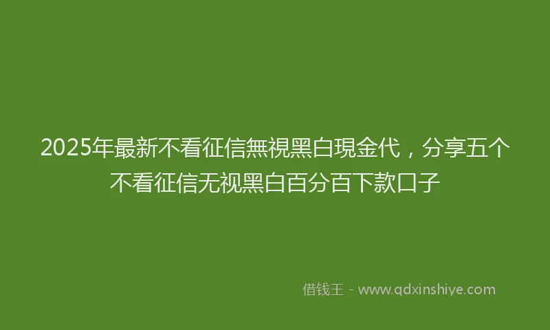 2025年最新不看征信無視黑白現金代，分享五个不看征信无视黑白百分百下款口子