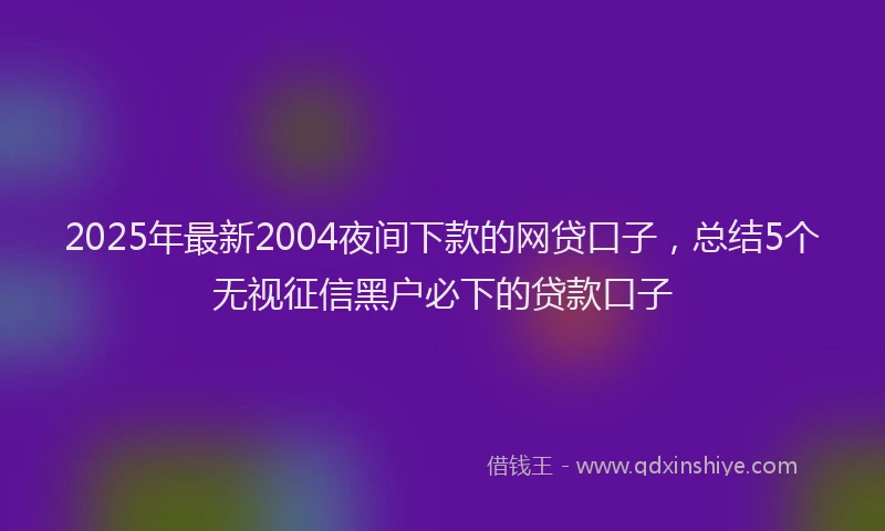 2025年最新2004夜间下款的网贷口子，总结5个无视征信黑户必下的贷款口子