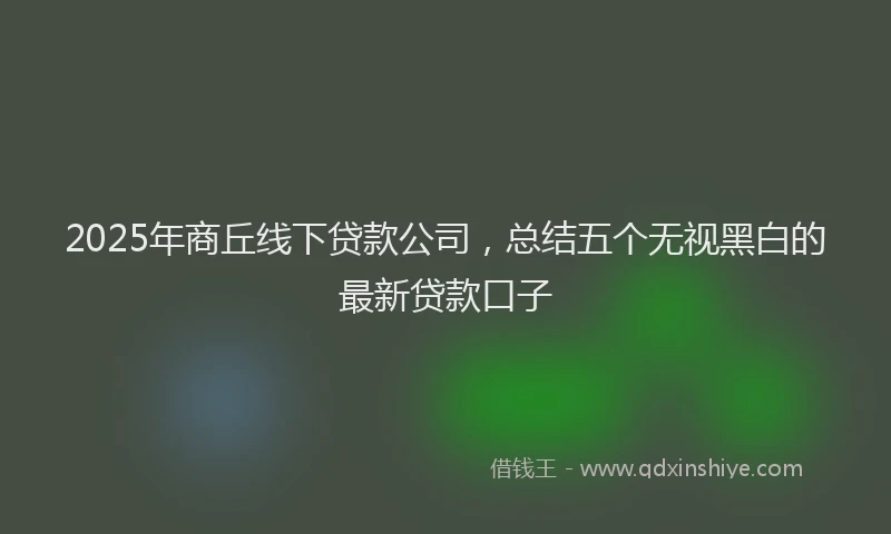 2025年商丘线下贷款公司，总结五个无视黑白的最新贷款口子