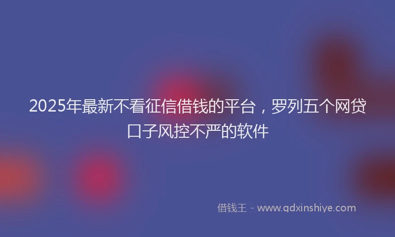 2025年最新不看征信借钱的平台，罗列五个网贷口子风控不严的软件